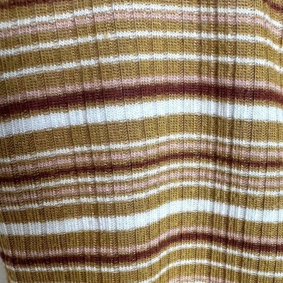 American Eagle Soft & Sexy Ribbed Knit Brown Striped Square Neck Tank Top Large - Picture 8 of 8
